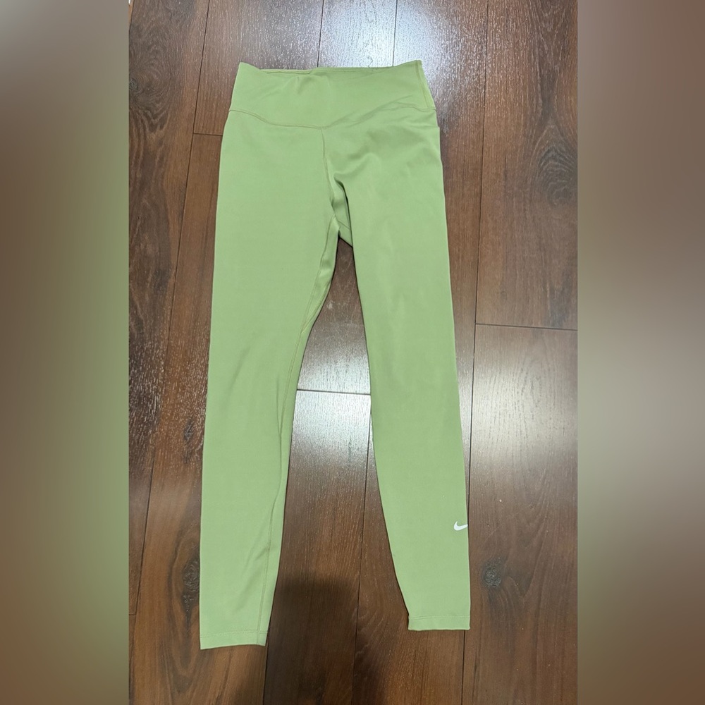Nike womens small dri fit leggings 7/8 ankle olive green active bottoms